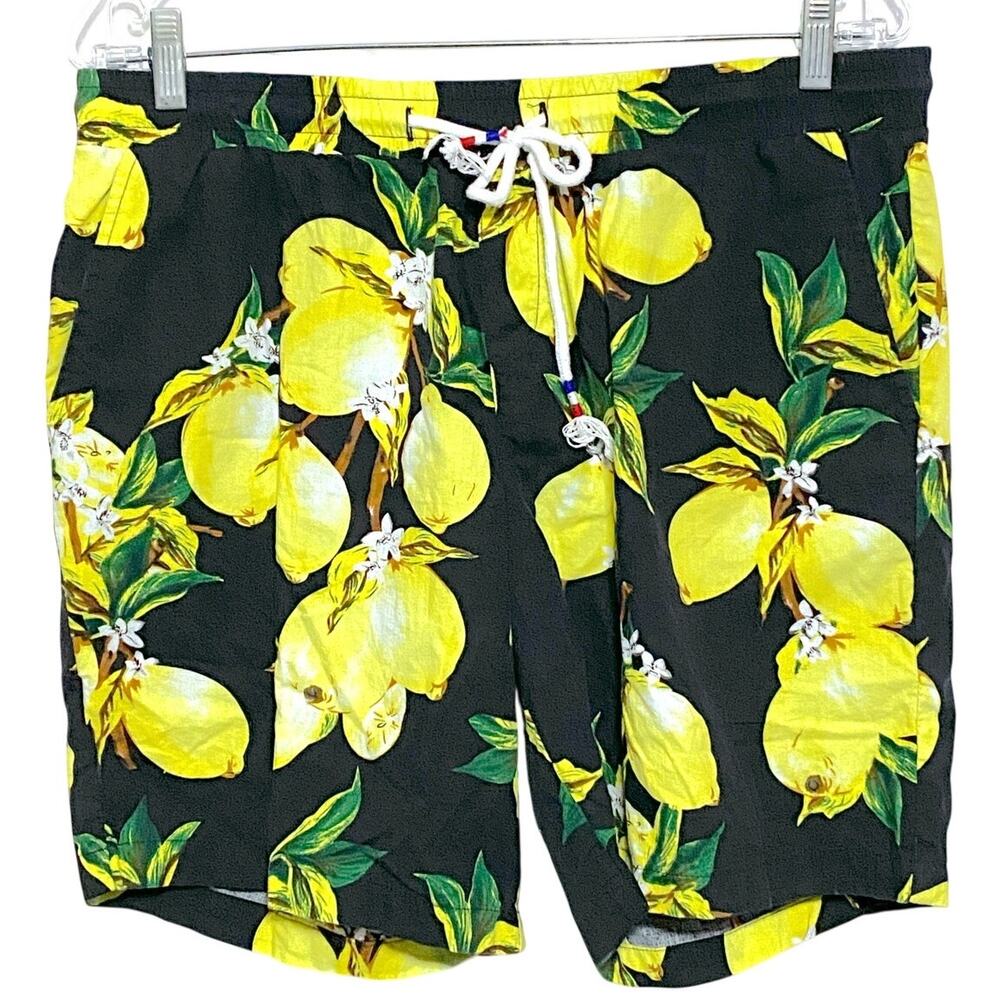 Jogal Lemon Fruit Swim Board Shorts Mens M Hawaiian Tropical Vacation Beach AOP